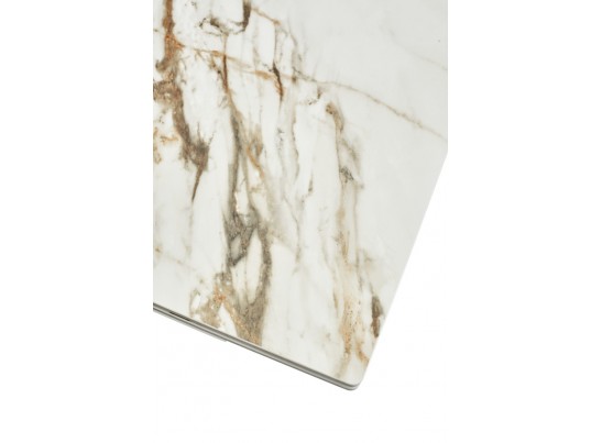 Стол ALTO 160 KL-188 Контрастный мрамор матовый, итальянская керамика/ белый каркас в Набережных Челнах