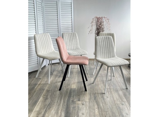 Стул ELVIS WZ2042-18 белая галька фактурный велюр / белый каркас в Набережных Челнах