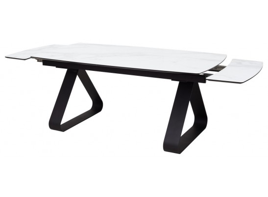 Стол Вильям 180 Белый мрамор, стекло / черный каркас, в Набережных Челнах