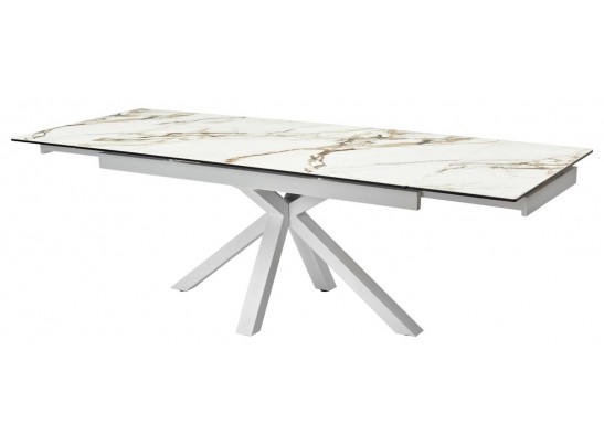 Стол ALTO 160 KL-188 Контрастный мрамор матовый, итальянская керамика/ белый каркас в Набережных Челнах