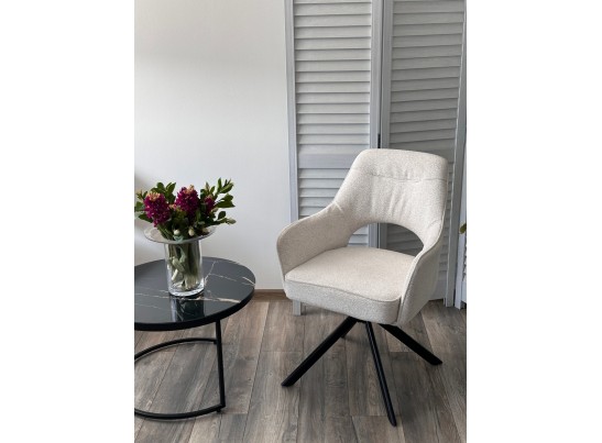 Стул GUARA 180 град. поворот. цвет бежево-белый RAVEN 22 / черный каркас, ®DISAUR в Набережных Челнах