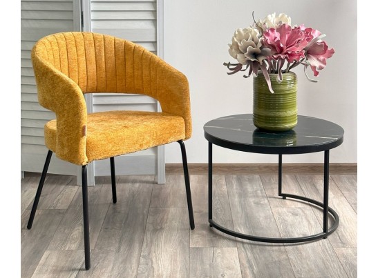 Стул SNUG 3018-08 горчичный, шенилл / черный каркас, ®DISAUR в Набережных Челнах