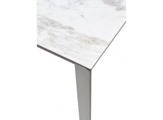Стол CORNER 120 VOLAKAS WHITE Белый мрамор глянцевый, керамика/ GREY1 в Набережных Челнах